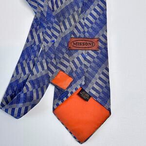 MISSONI Vintage Missoni Geometric Men's Neck Tie Silk & Wool 56"